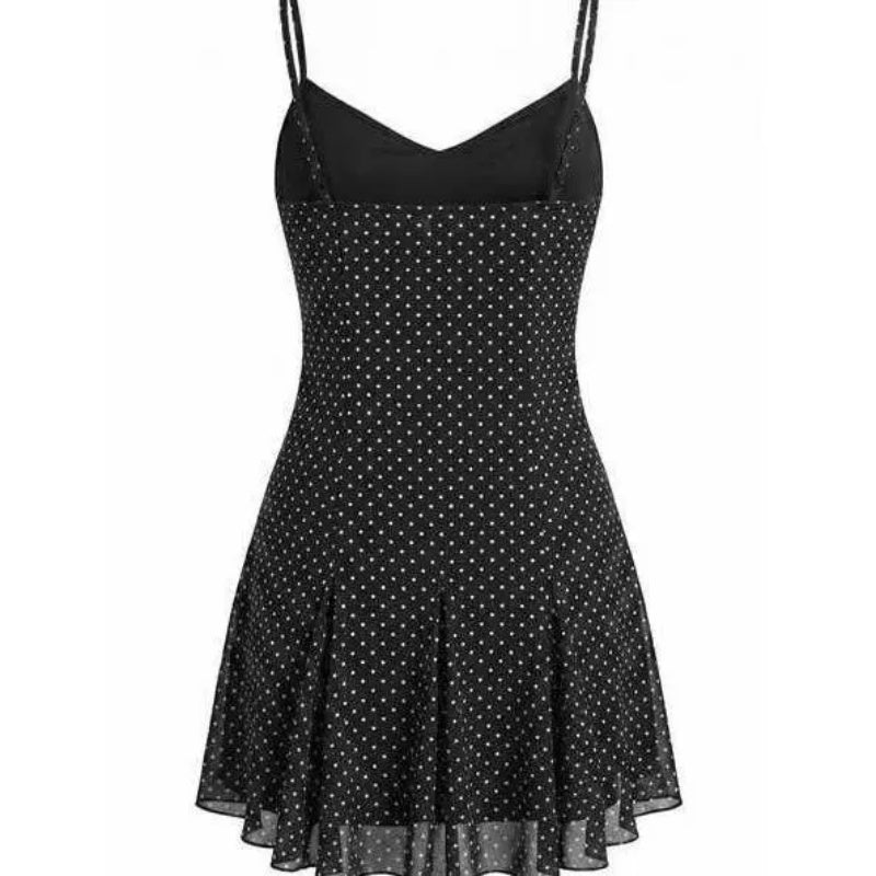 Lace Polka Dot Halter Mini Dress