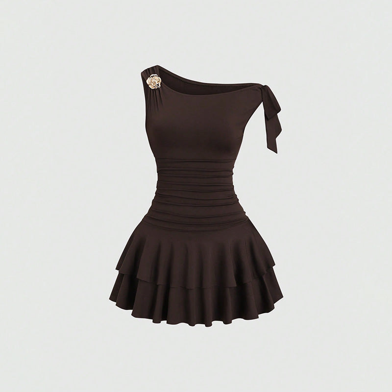 Halter Backless Cake Layer Mini Dress