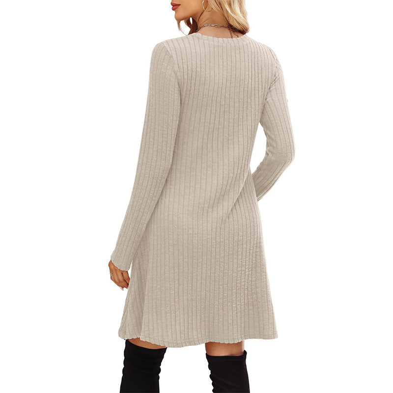 Fall Winter Round Neck Knit Dress