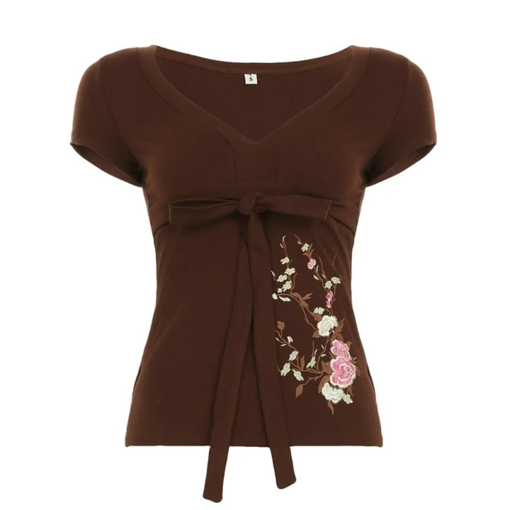 Floral Tie Waist Baby Tee