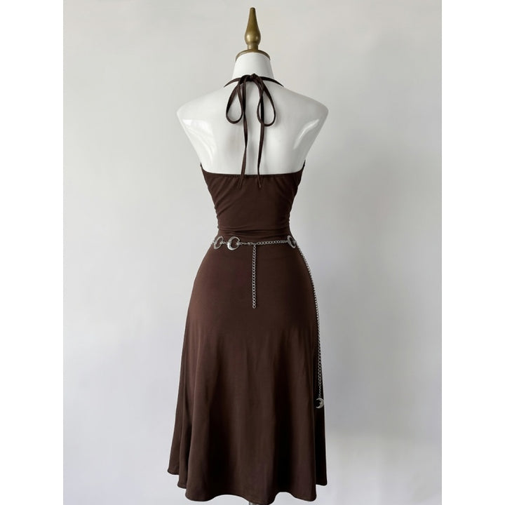 Gothic Halter Slit Midi Dress