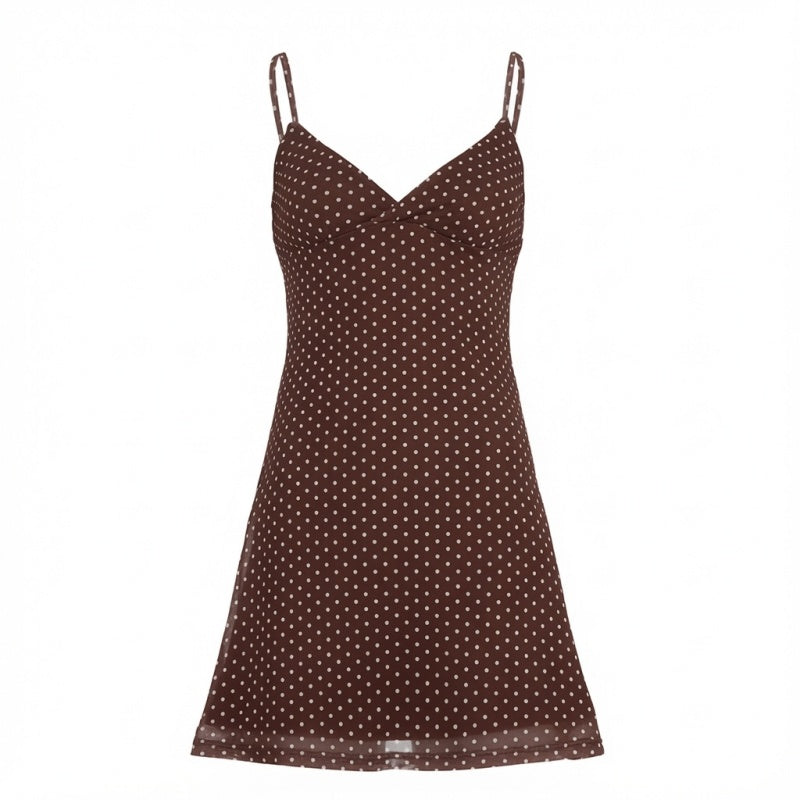 Polka Dot Backless Mini Dress