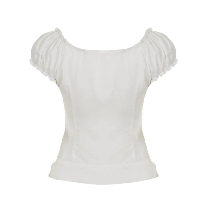 Lace Puff Sleeve Corset Style Top