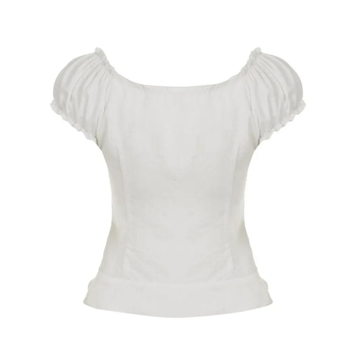 Lace Puff Sleeve Corset Style Top