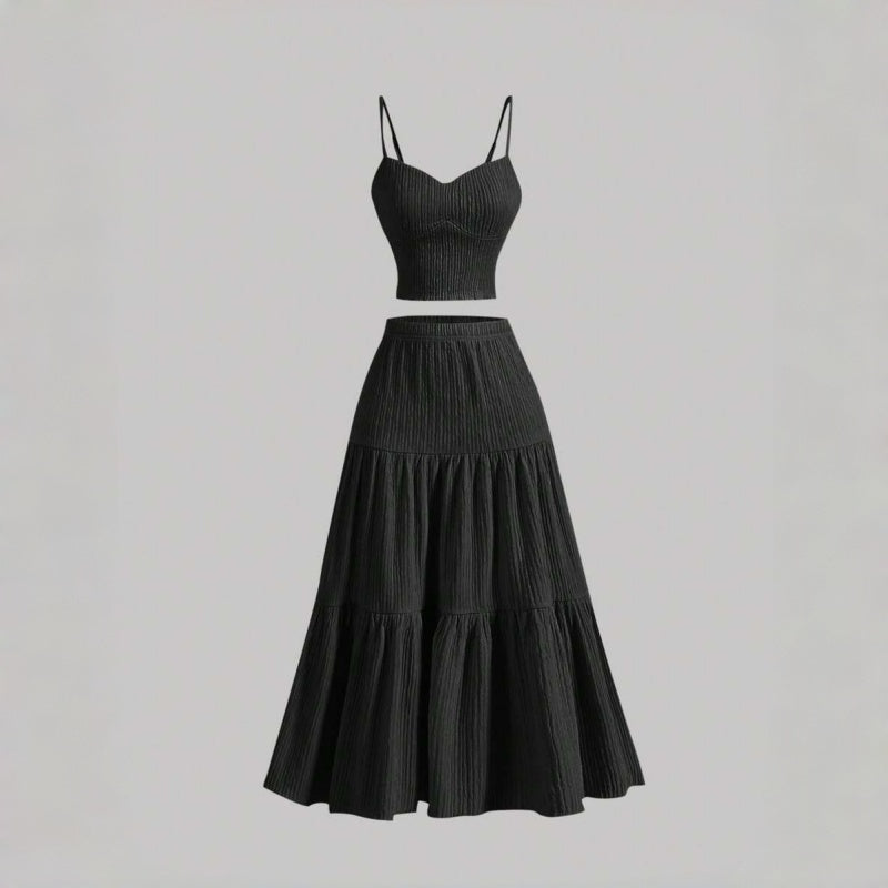 Solid Slim Cami A Line Skirt Set