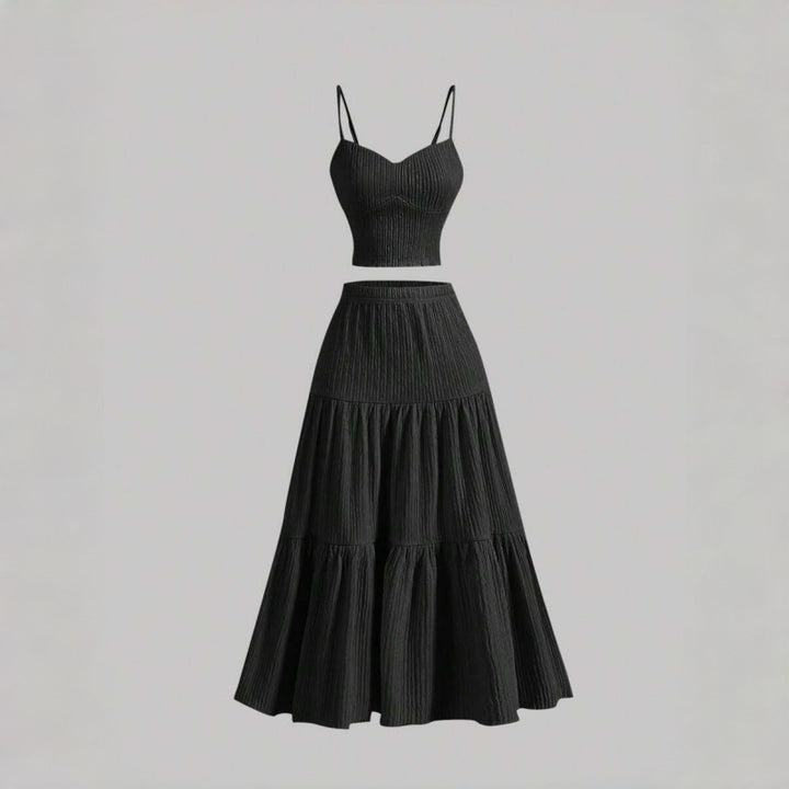 Solid Slim Cami A Line Skirt Set