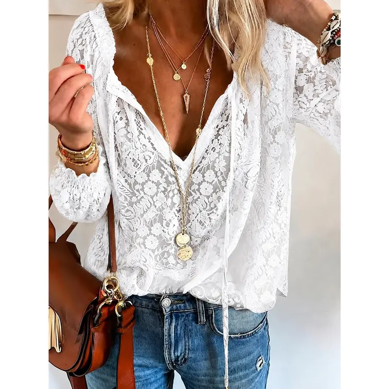 Lightweight Hollow Out Lace Blouse