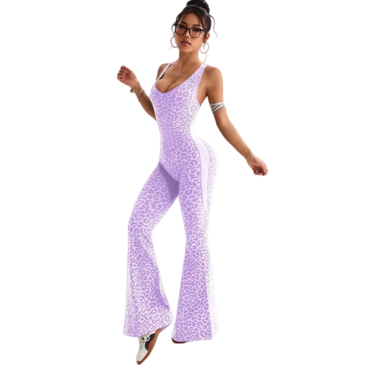 Leopard Halter Sport Jumpsuit