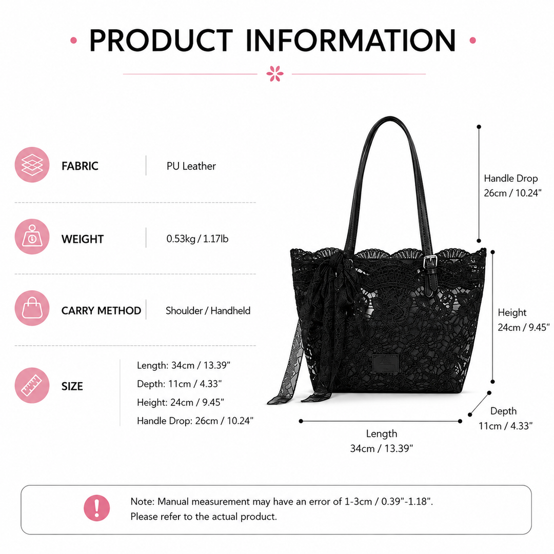 Romantic Lace Bow Tote Bag