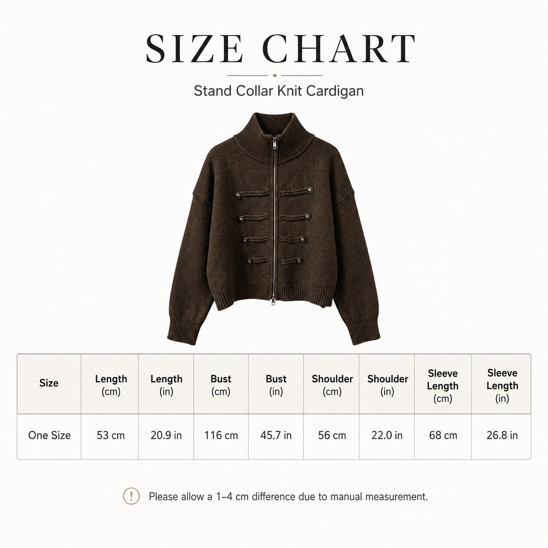 Stand Collar Toggle Knit Cardigan