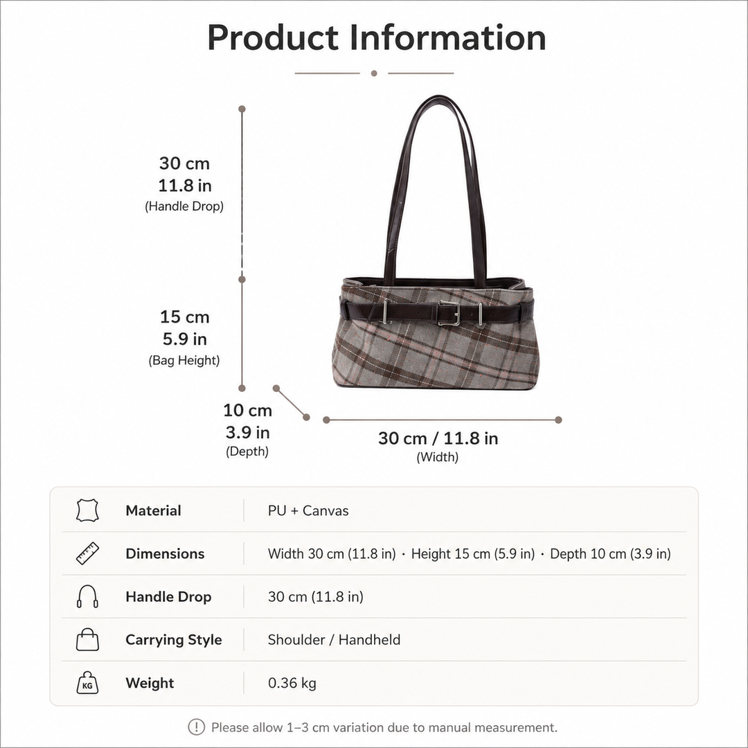 Vintage Plaid Pillow Shoulder Bag