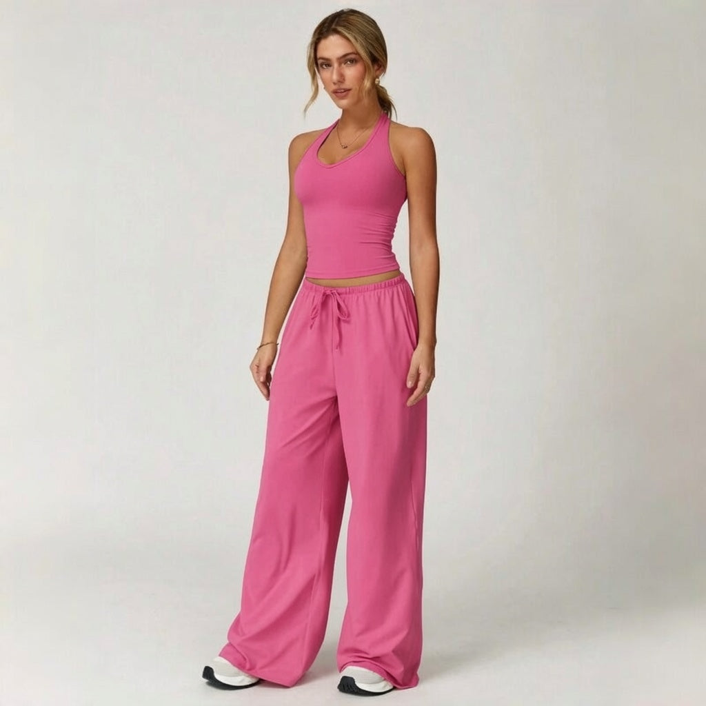 Strappy Back Wide Leg Athleisure Set