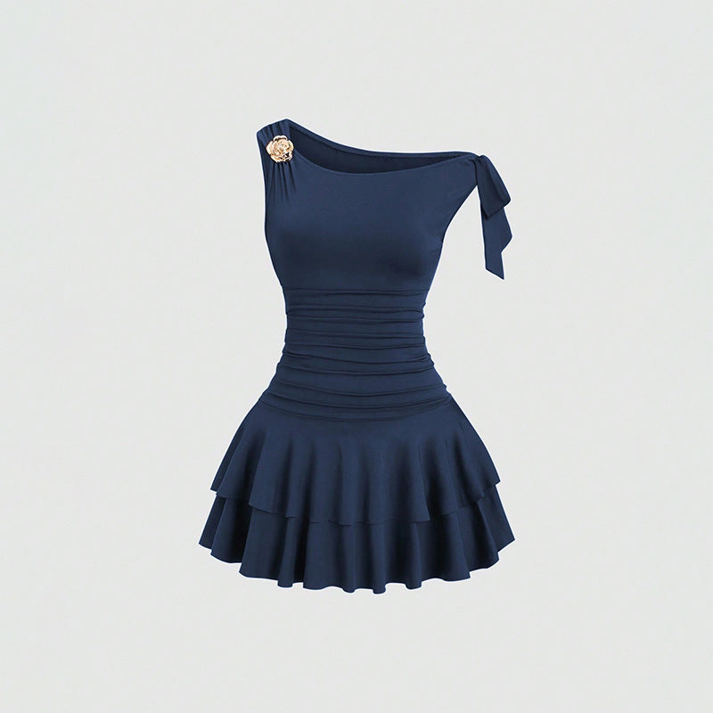 Halter Backless Cake Layer Mini Dress