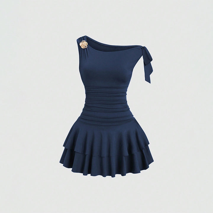 Halter Backless Cake Layer Mini Dress