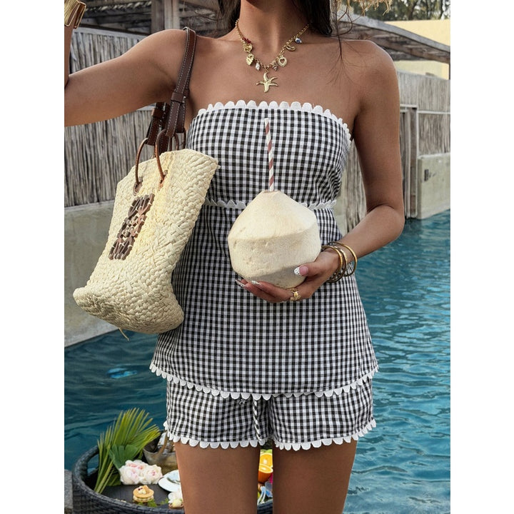 Gingham Tube Top Short Set