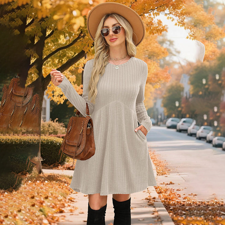 Fall Winter Round Neck Knit Dress