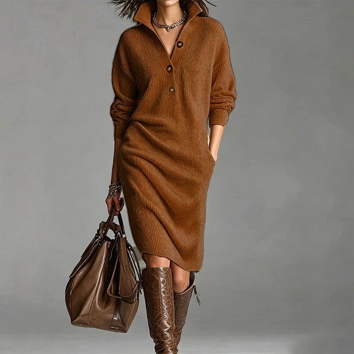 Loose Fit Pocket Knit Midi Dress