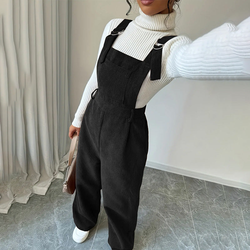 Corduroy Wide Leg Overalls