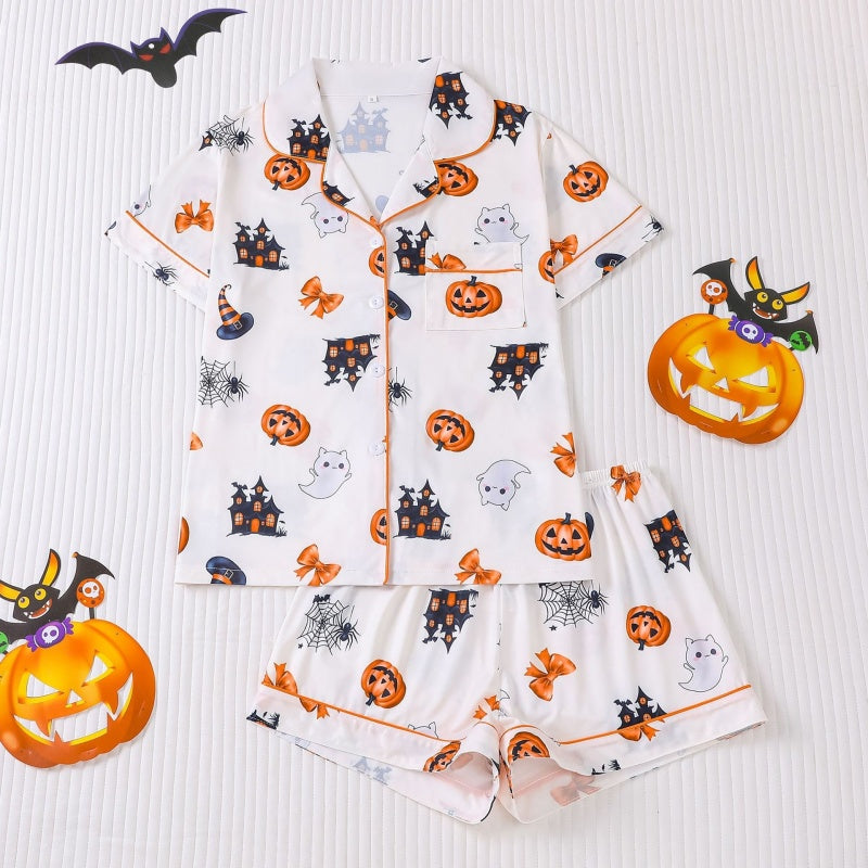 Halloween Button Shorts Pajama Set