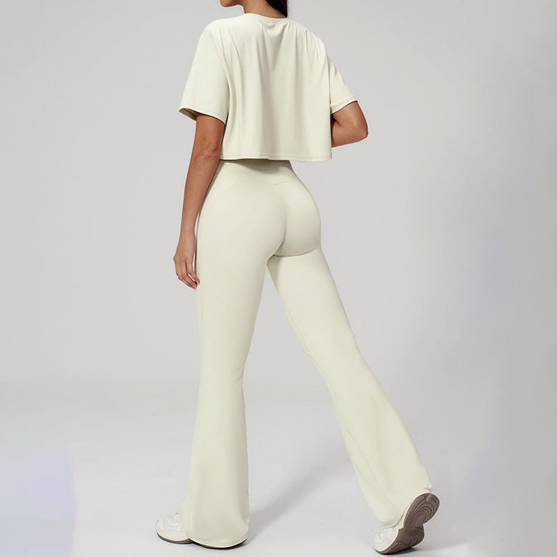 Short Sleeve Flare Workout Set