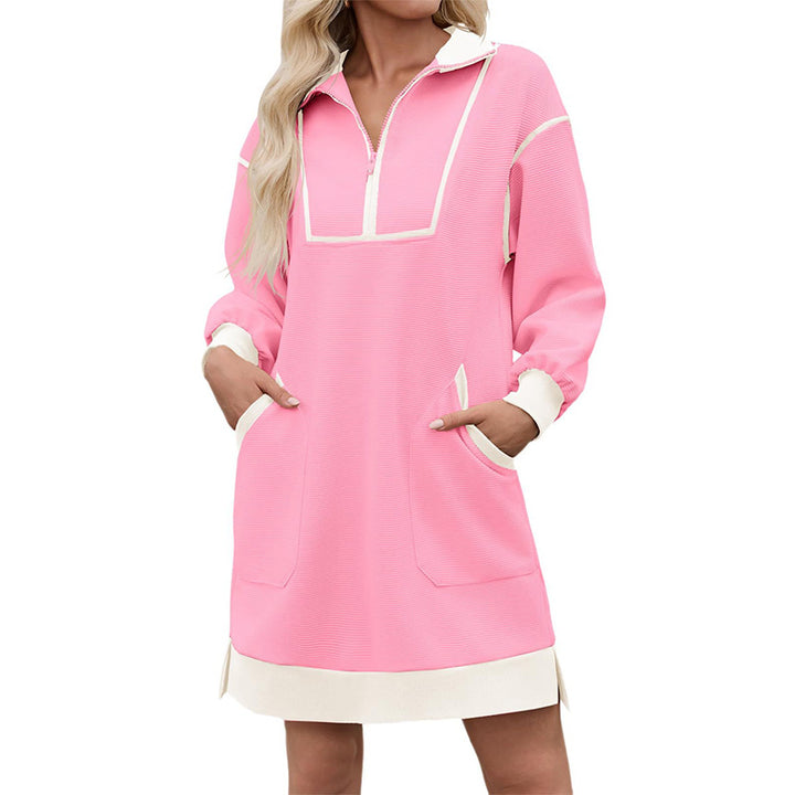 Long Sleeve Half Zip Loose Sport Dress