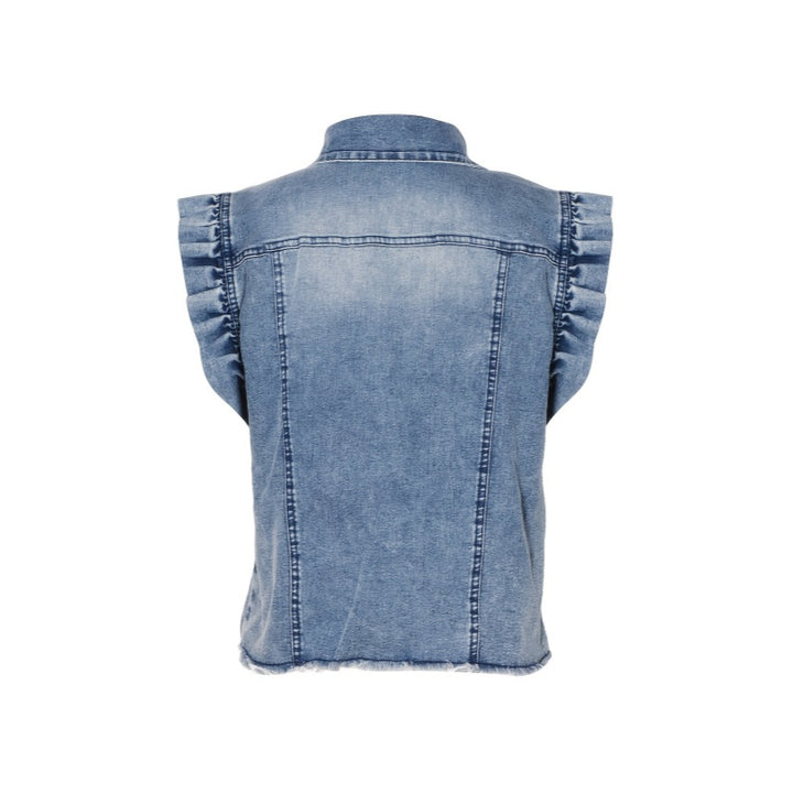 Ruffle Denim Vest Jacket