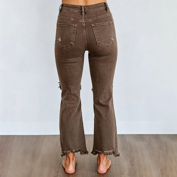 High Waist Ripped Flare Jeans