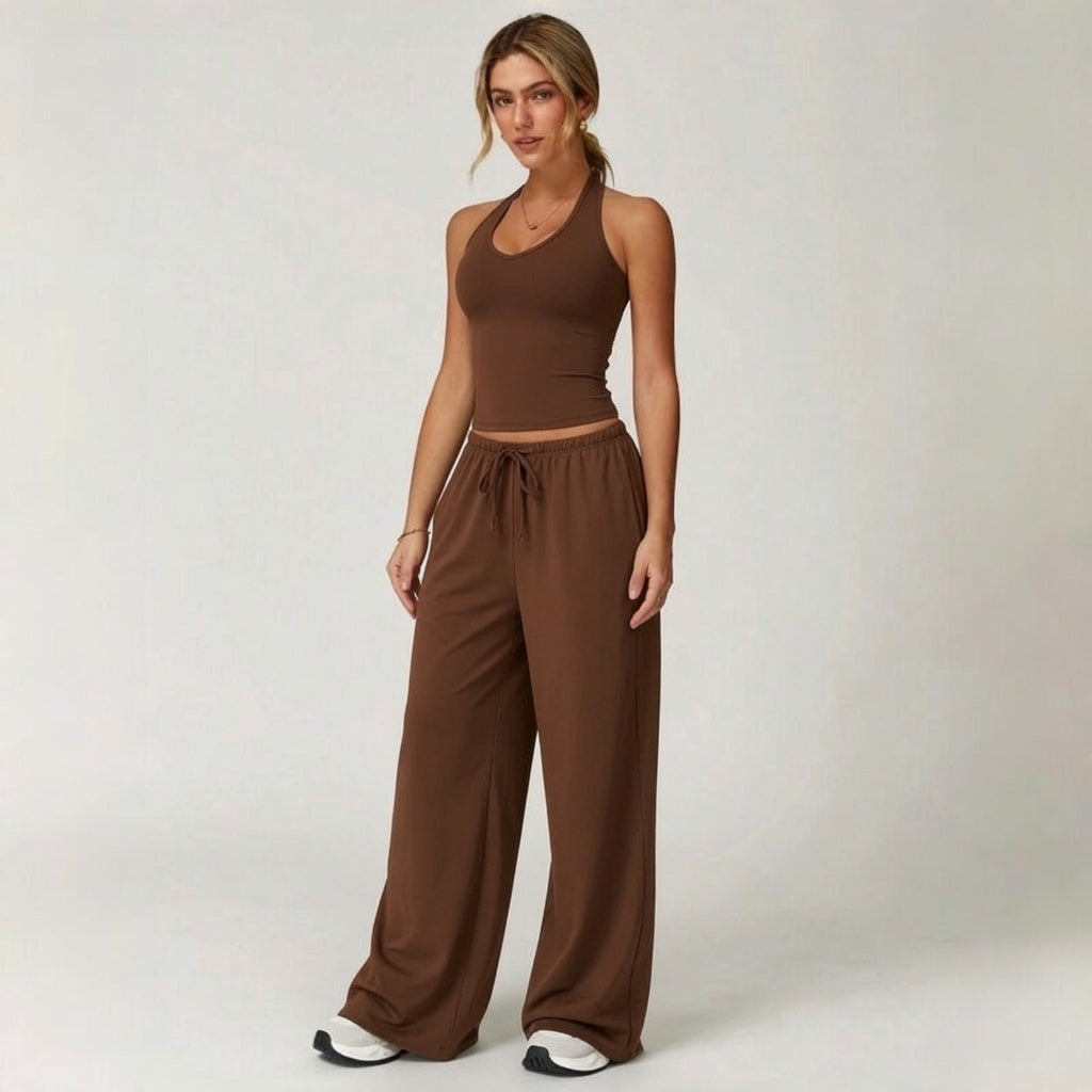 Strappy Back Wide Leg Athleisure Set