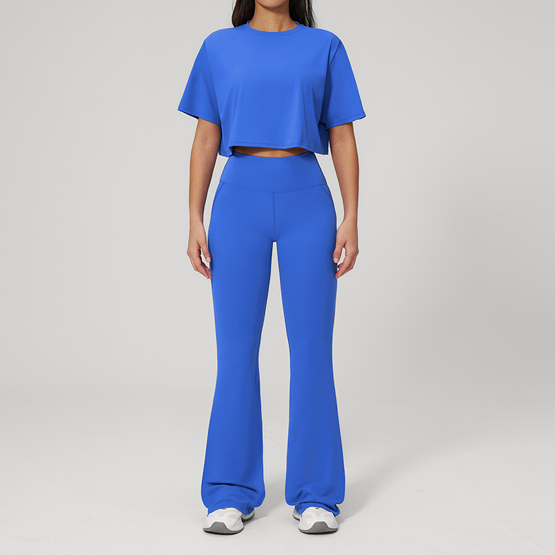 Short Sleeve Flare Workout Set