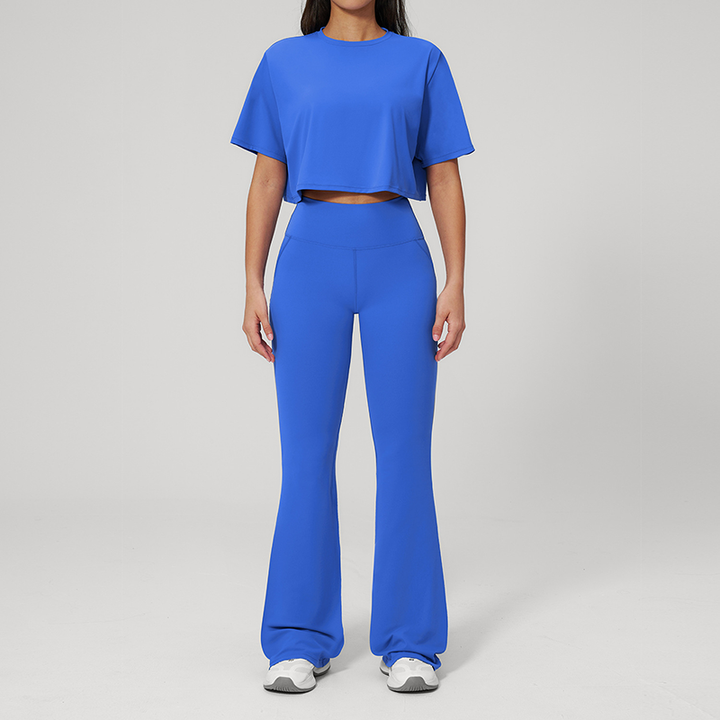 Short Sleeve Flare Workout Set