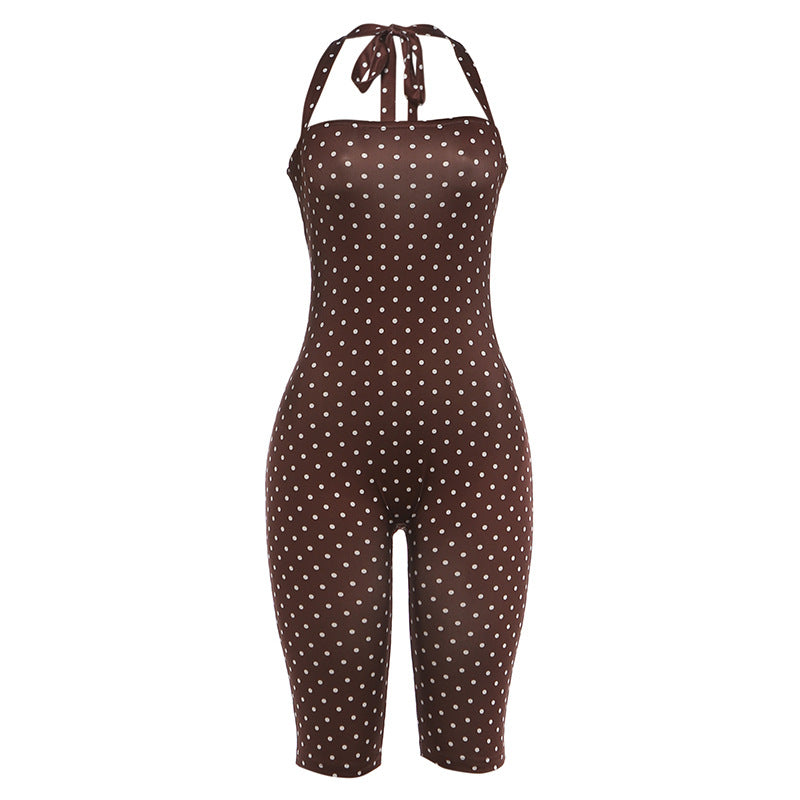 Polka Dot Halter Sleeveless Jumpsuit