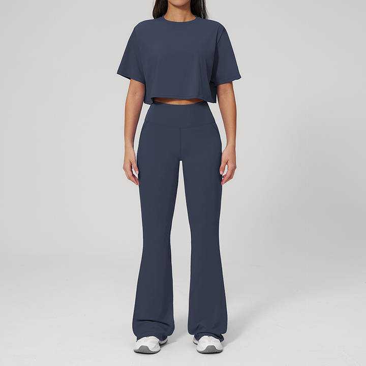Short Sleeve Flare Workout Set