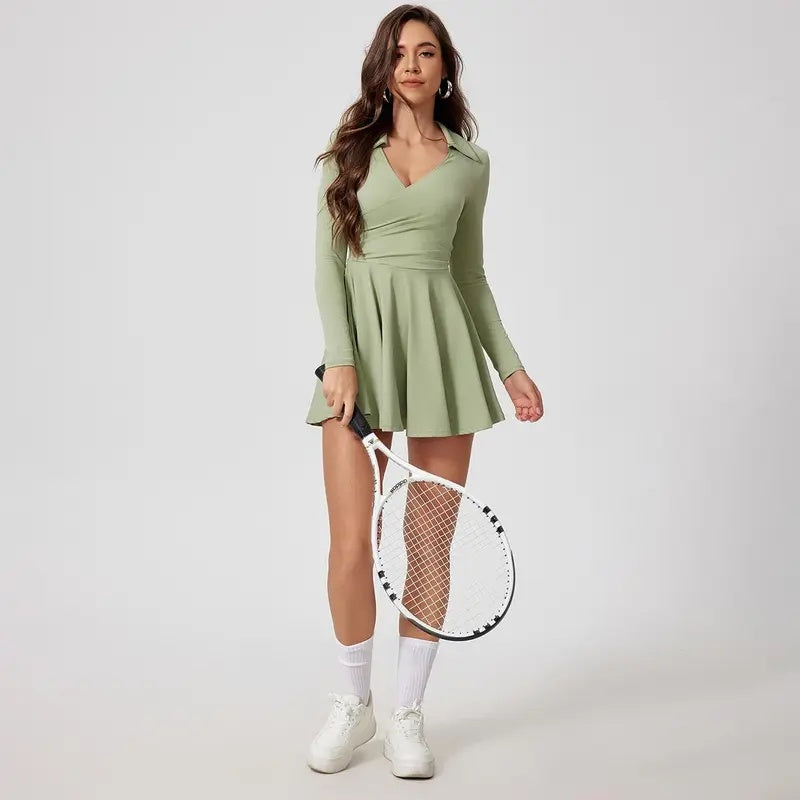 Long Sleeve Active Dress With Shorts