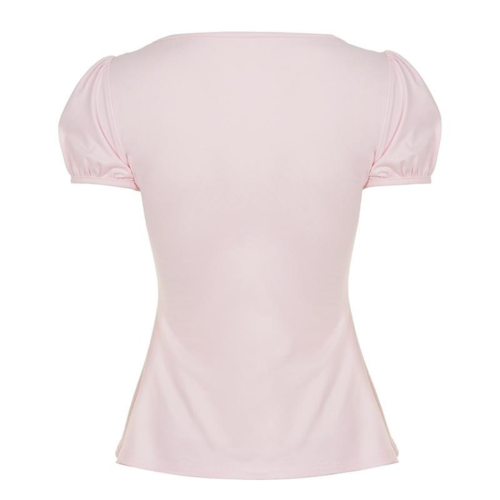 Puff Sleeve Bow A Line Top