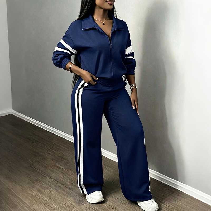 Striped Loose Casual Track Suit Set