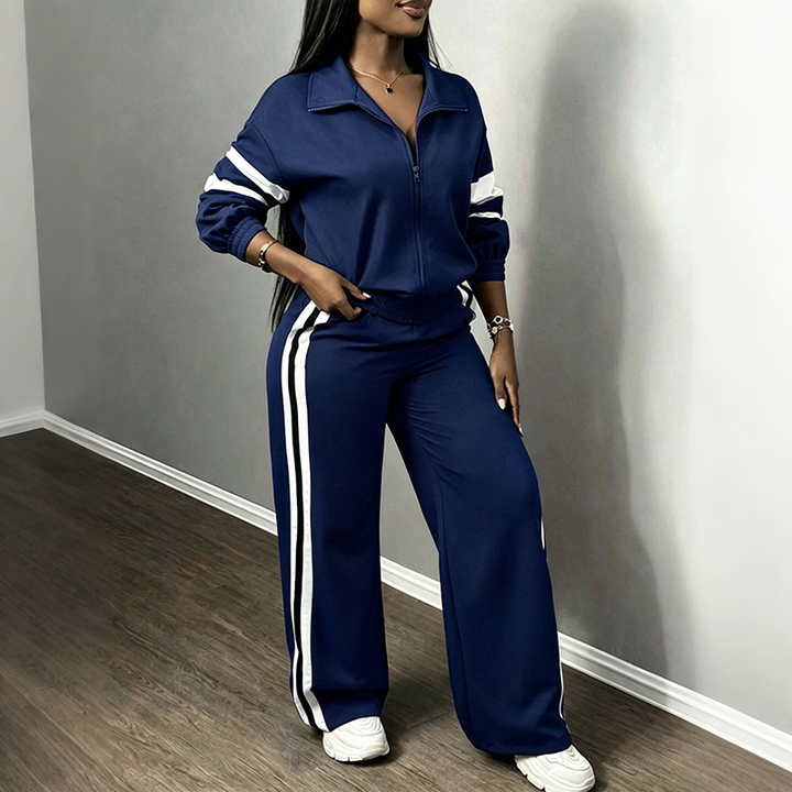 Striped Loose Casual Track Suit Set