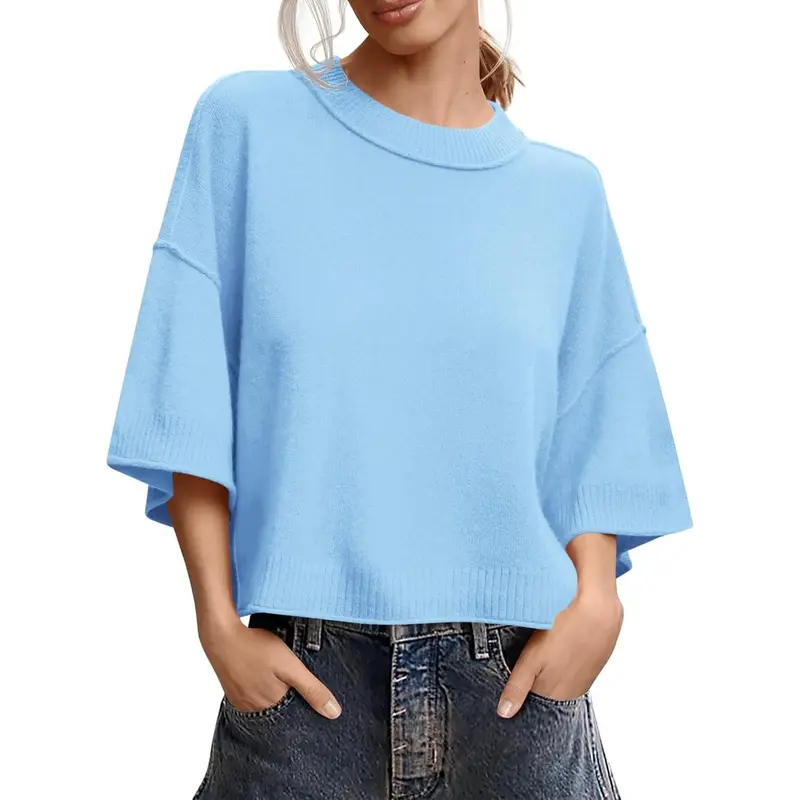 Casual crew neck short sweater
