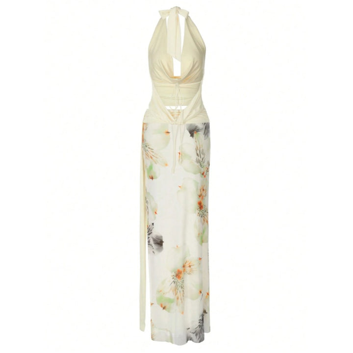 Floral Halter Maxi Skirt Set