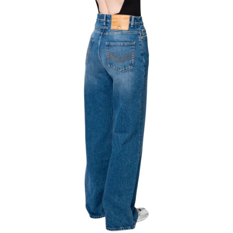 Vintage Button Detail Straight Leg Jeans
