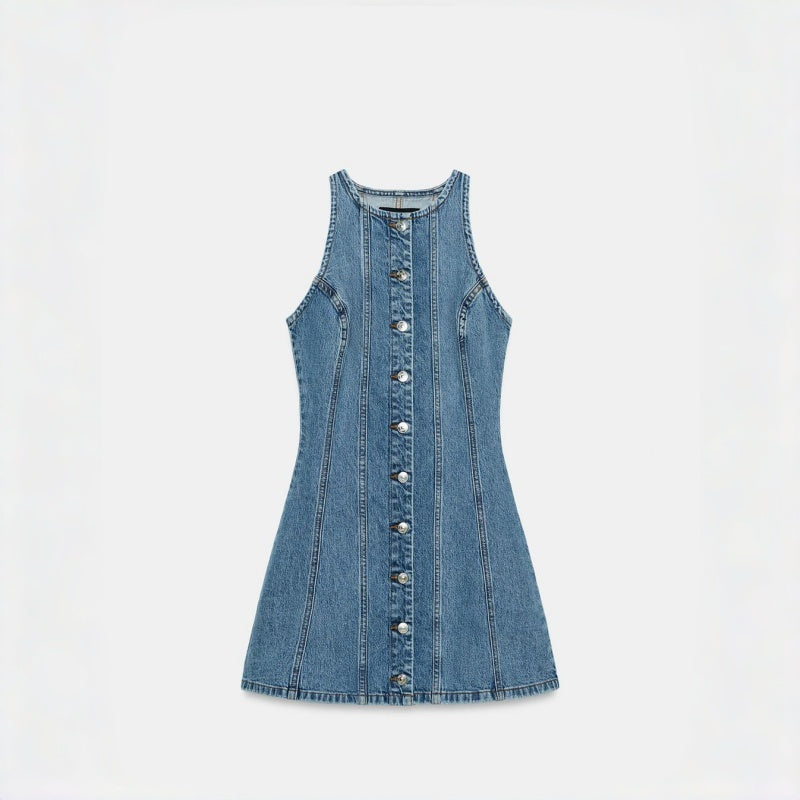 French Seam Mini Denim Dress
