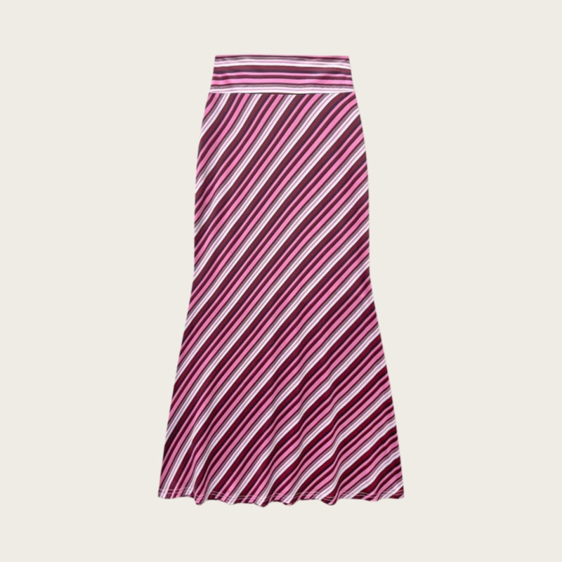 French Stripe Flare Maxi Skirt