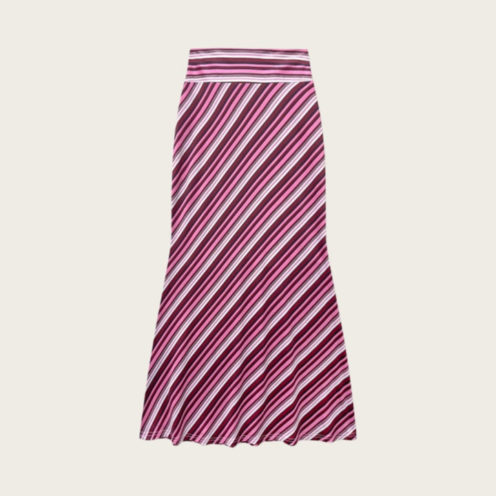 French Stripe Flare Maxi Skirt