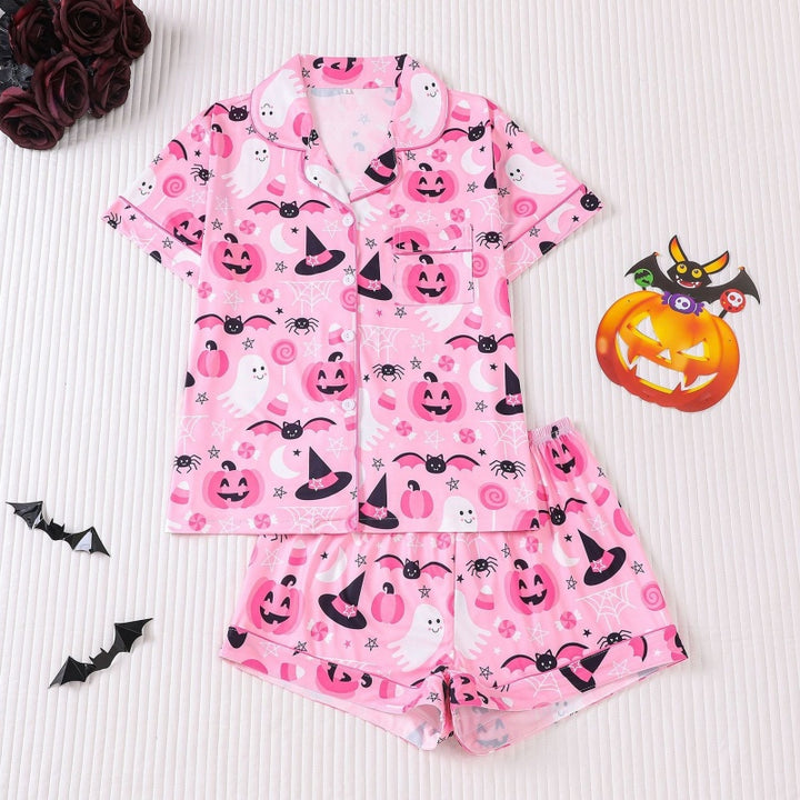 Halloween Button Shorts Pajama Set