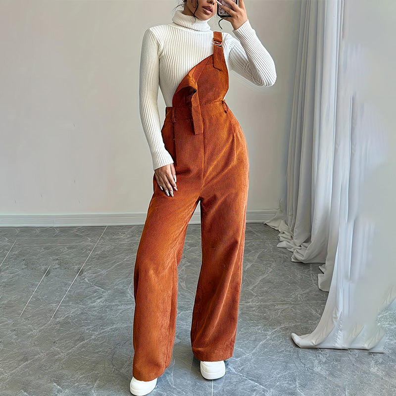 Corduroy Wide Leg Overalls