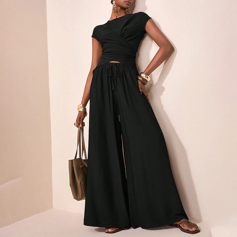Casual Drawstring Waist Outfit Set