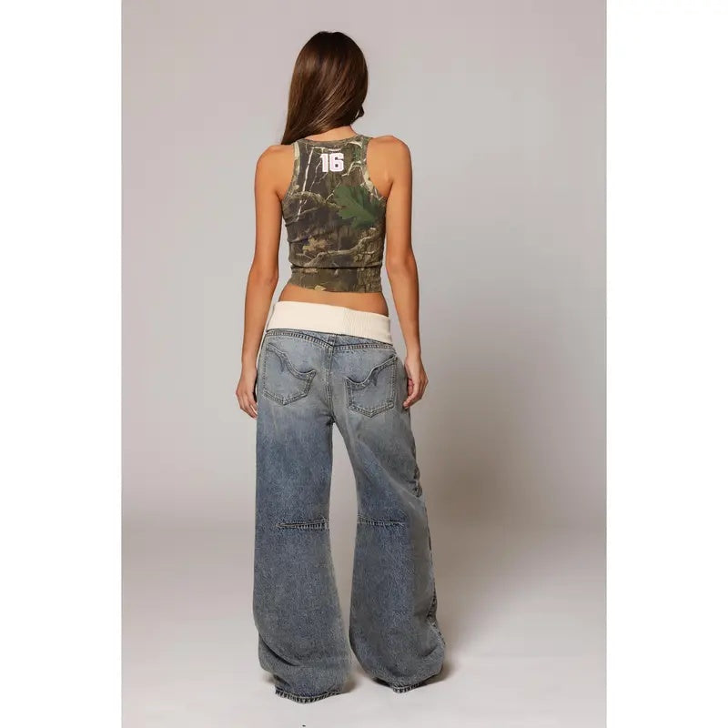Vintage Rib Waist Baggy Jean