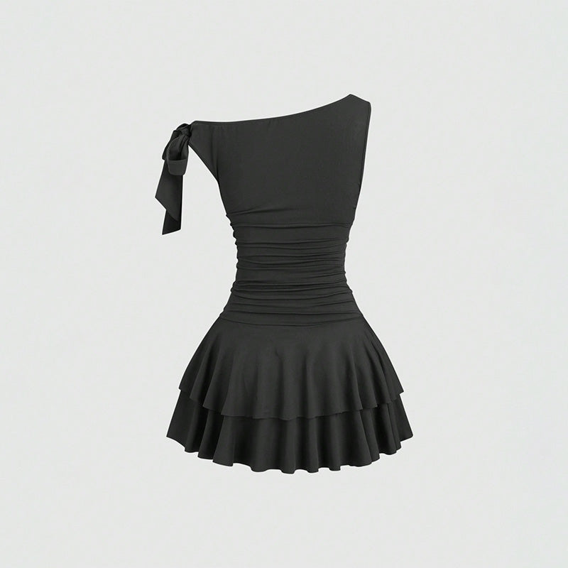 Halter Backless Cake Layer Mini Dress
