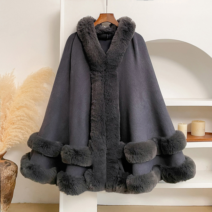 Women Autumn Winter Hooded Cape Coat