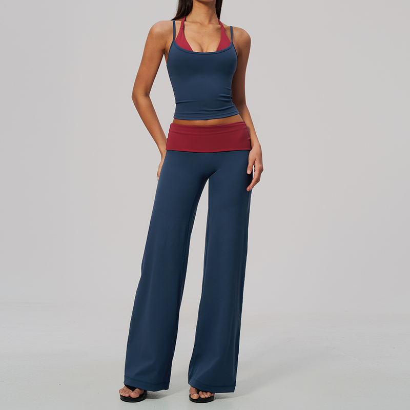 Contrast Color Activewear Two Piece
