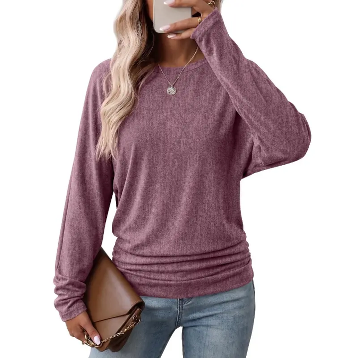 Round Neck Long Sleeve Knit Top